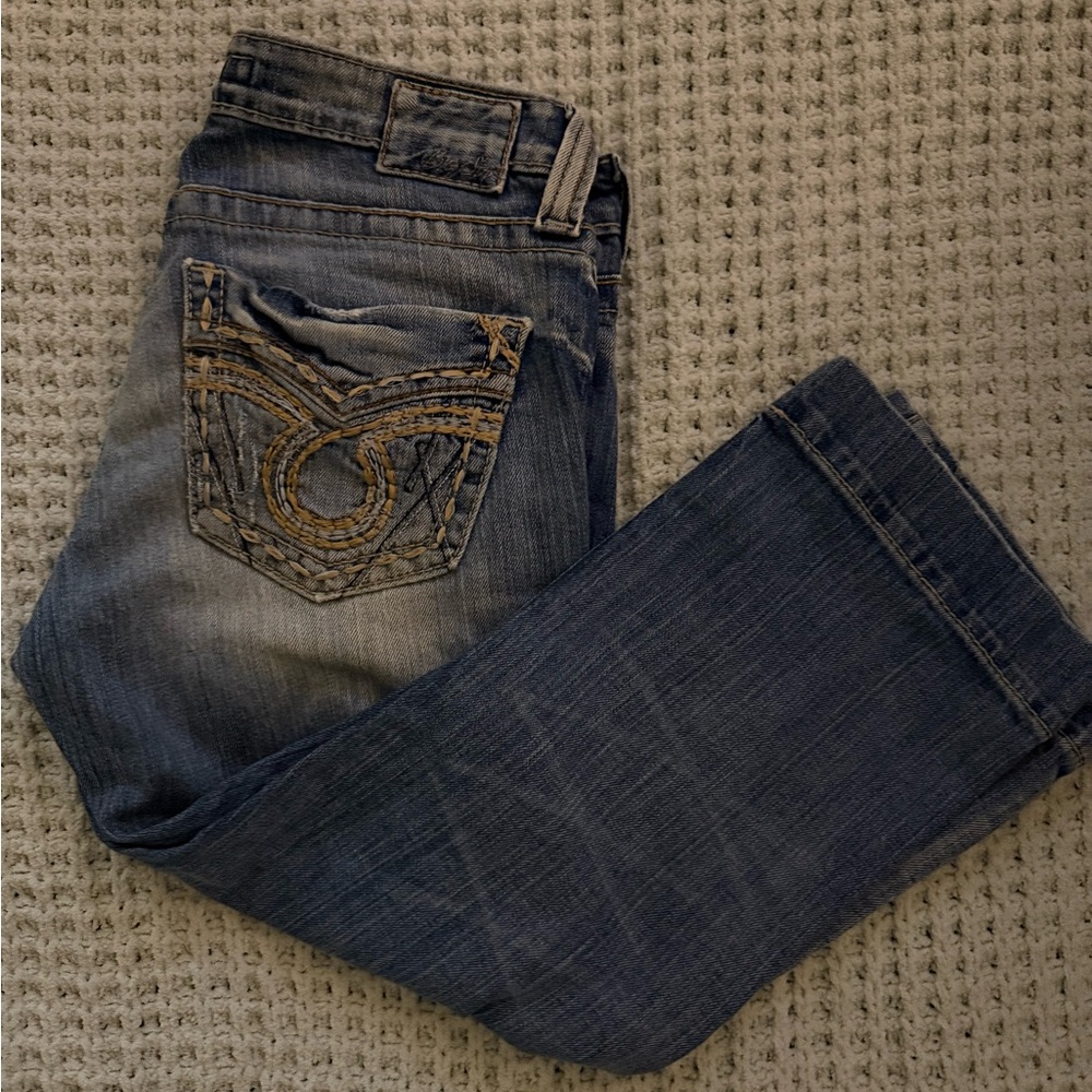 Big Star Blue Boot Cut Jeans with Decorative Stitching